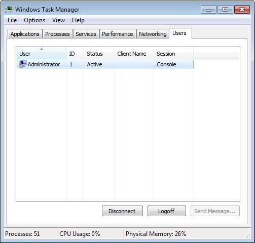 Step 5: Work in the Users tab of Windows Task Manager. a. Click the Users tab. List all users and their status.
