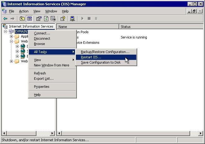 The virtual directory and configuration file are created on the specified server.