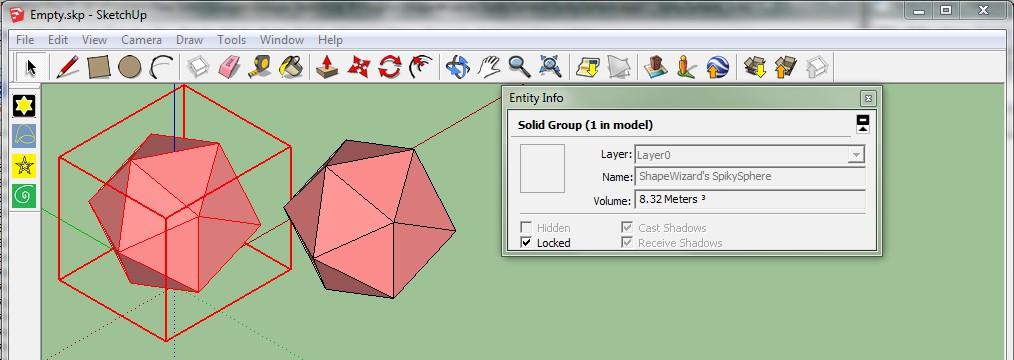 6. Now click on the right sphere. The right sphere is an unlocked group with no name. That is an indication the it is just a group of faces.