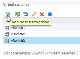 The vswitch that you created is listed in the Virtual switches section.