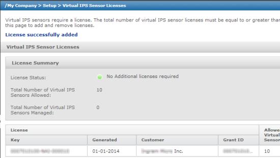 Virtual IPS Sensor deployment on VMware ESX and KVM Manage Virtual IPS Sensor licenses 2 2 To import licenses, click Add, browse to