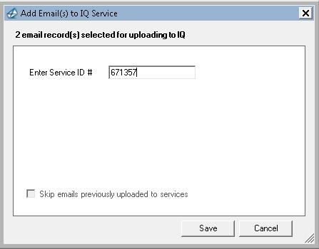 Adding multiple Outlook E-Mail Messages to an Existing IQ Service by ID If there are multiple emails in your Outlook Inbox (or Sent folder) you would like to attach to an existing open or closed