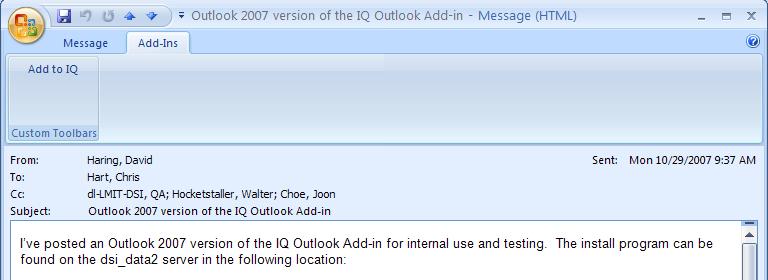 Figure 4 Figure 5 The Add to IQ feature will present you with additional options when adding Outlook records into your IQ Contact database to ensure quality data entry.