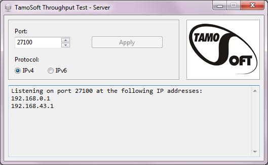 Installation and Configuration To perform a throughput test, the application uses two components: a server and a client.