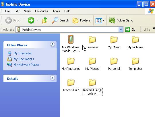 The Mobile Device explorer window will be displayed. 6 6.