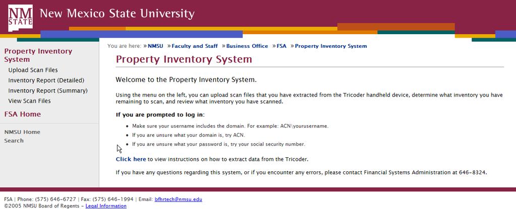 Upload to the The is an NMSU web-based system designed for users to upload scan data to a central location.