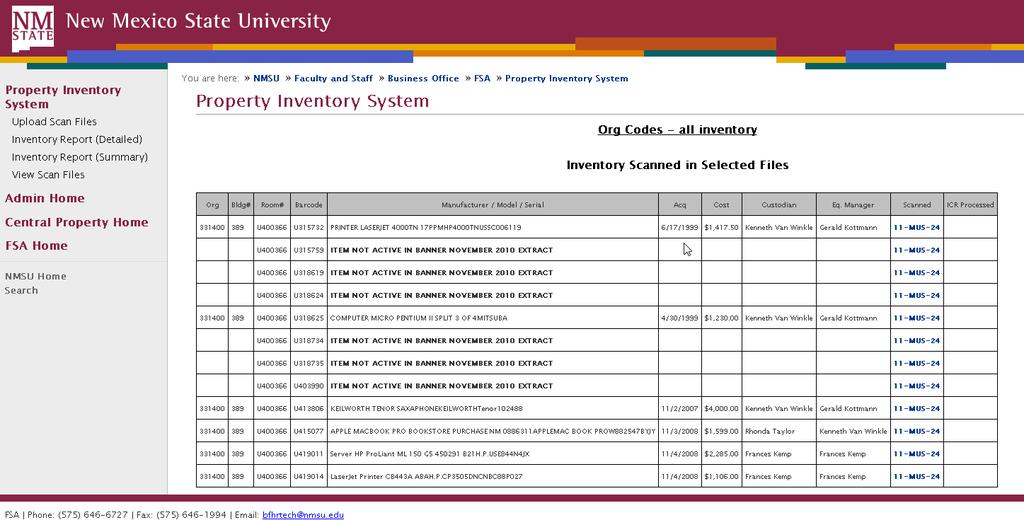 Ownership of inventory will be identified in the Org column.