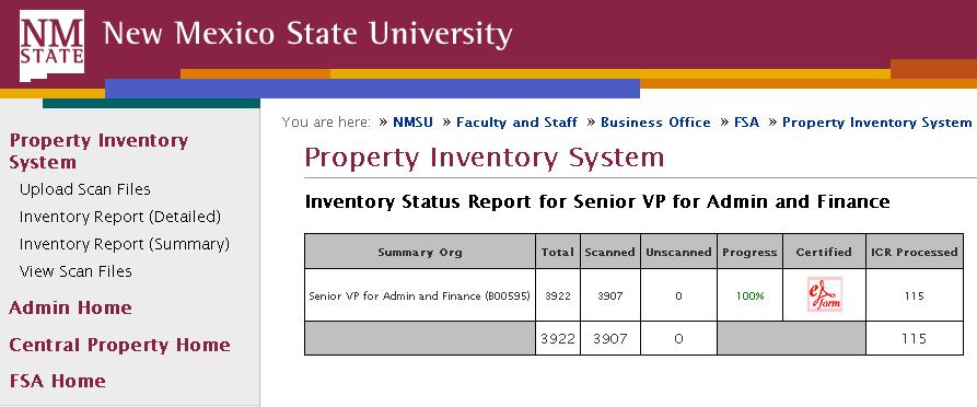 In the Inventory Report (Summary) screen, choose your summary organization from the dropdown, click Summary level, and click