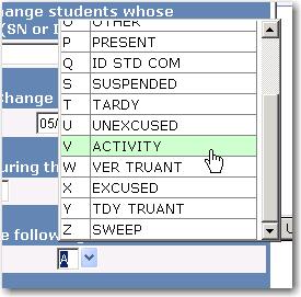 Page 22 Aerie.net Student Information System Click the mouse on the Excuse Code drop down and select a code.