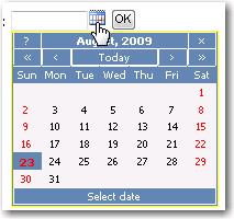 The form will display with no Calendar. To select a month click the mouse on the Date Picker.