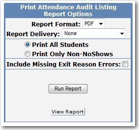 Page 49 Aerie.net Student Information System ATTENDANCE AUDIT LISTING The Attendance Audit Listing will print errors between the student record and the enrollment record.