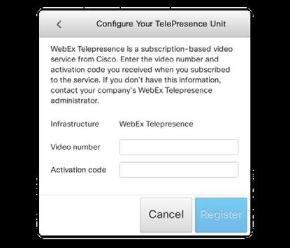 Cisco TelePresence Video Systems Contents Introduction User interfaces Contacts Touch interface Provisioning set-up Enter required parameters (When using a provisioning system) Enter the parameters