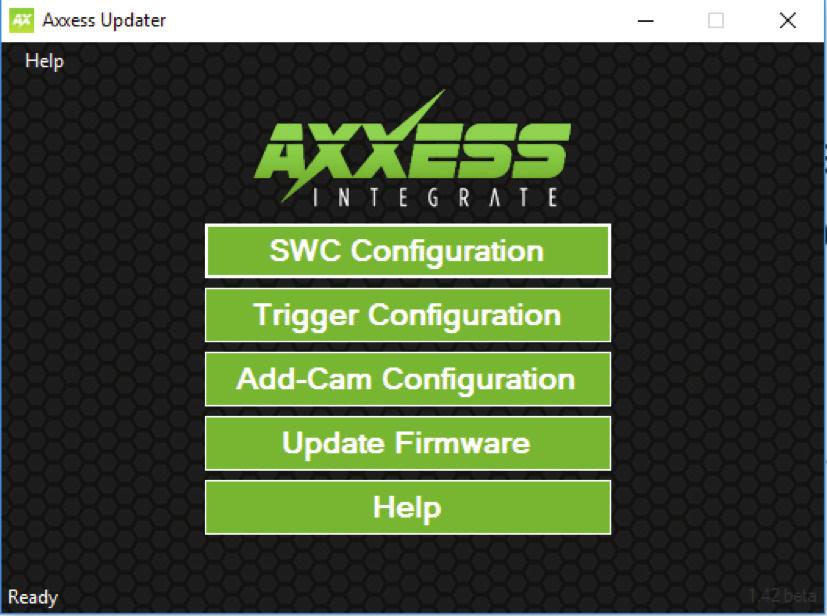 CONFIGURING THE AX-ADDCAM Download and install the Axxess Updater program available at: