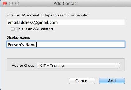 To add an external contact, please follow the steps below. 1. Click on Contacts Add Contact from the top Mac toolbar. 2.