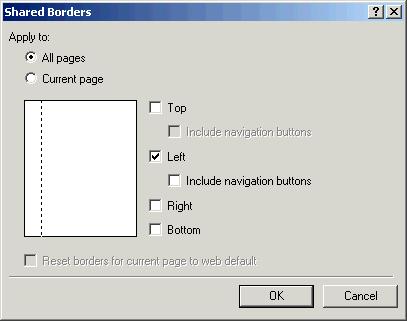 Figure 6-31 A dashed line on the page marks the shared border in Normal view. The comment appears until you replace the borders content with something else.