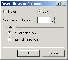 delete a row or column after you have selected it Figure 7-12 2. Specify how many rows or columns you want to insert 3.