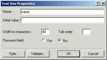 234 Microsoft FrontPage 2000 Lesson 9-2: Add a Text Box Figure 9-3 Enter the field s name to organize your form s results The Text Box Properties and Scrolling Text Box Properties dialog boxes Figure