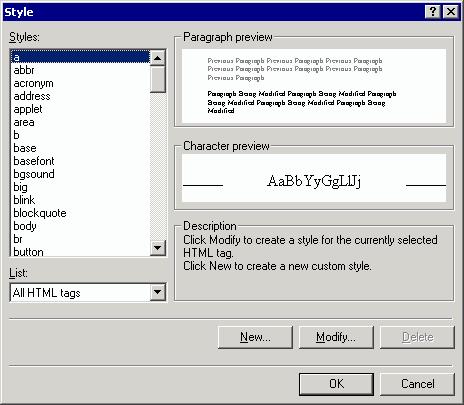 250 Microsoft FrontPage 2000 Lesson 10-1: Creating and Applying a Custom Style Figure 10-1 The Style dialog box Figure 10-2 The New Style
