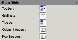 292 Microsoft FrontPage 2000 Lesson 13-4: Using a Component Property Toolbox Figure 13-8 Spreadsheet Property Toolbox Click a menu arrow to view the items under the menu.