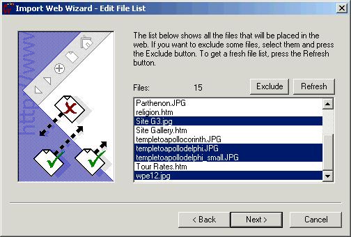 46 Microsoft FrontPage 2000 Lesson 2-5: Importing Files and Folders Figure 2-8 The Import Web Wizard Choose Source dialog box Figure 2-9 The Import Web Wizard Edit File List dialog box Specify where