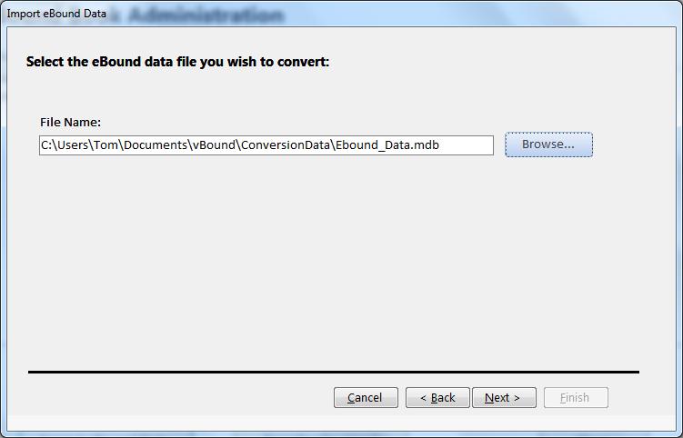 ebound_data.mdb. Select the file and clock the <OK> button.