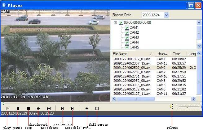 Fig 7-5 Play record file interface This DVR supports remote time search, event search and file management.