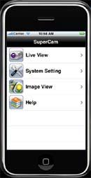 Iphone help Pic1 Pic2 Pic3 Live View After successfully installed SuperCam software, Click on System Setting