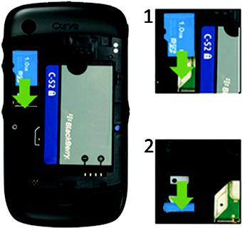 Inserting a microsd Card Use an optional microsd TM media card to extend the memory available on your BlackBerry device for storing your media files such as videos, ring tones, pictures, or songs.