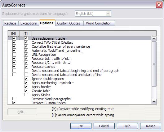 Controlling OOo s AutoCorrect functions Some people find some or all of the items in OOo s AutoCorrect function annoying because they change what you type when you do not want it changed.