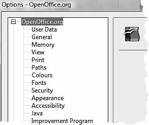 Choosing options for all of OOo This section covers some of the settings that apply to all the components of OpenOffice.org. For information on settings not discussed here, see the online help.