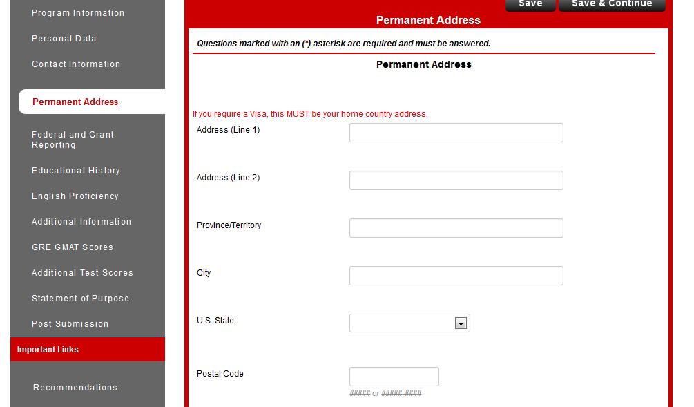 Permanent Address - Enter your information in the available fields.