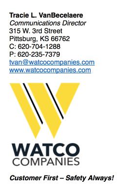 4.0 / APPLICATION WATCO COMPANIES / CORPORATE IDENTITY GUIDELINES 17 Email Signature To ensure brand