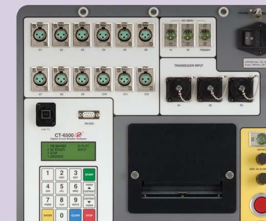 CT-6500 S2 Controls & Indicators Voltage Input Channels 2 1 Contact Timing Channels Trigger Input Connector 6 RS-232C PC Interface USB PC Interface Digital Transducer Connectors 4 5 Back-lit LCD