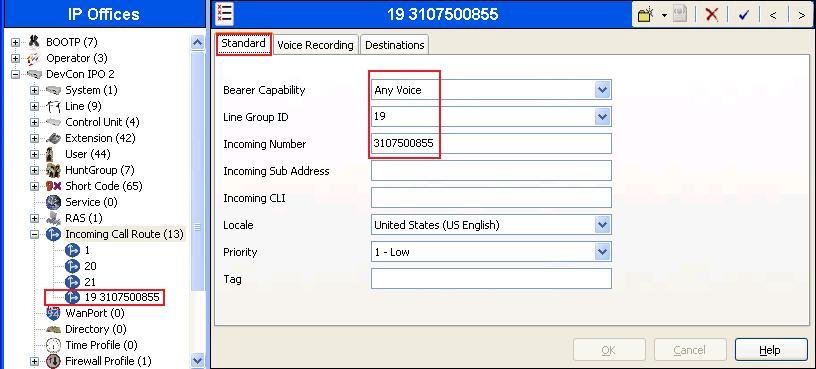 5.8 Incoming Call Route An Incoming Call Route maps an incoming call on a specific SIP Line to an internal extension.