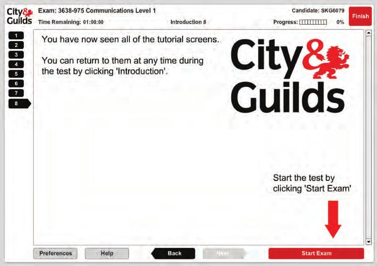 THE EXAM SITTING A CITY & GUILDS ONLINE EXAMINATION 15 Once you have finished with the introduction you