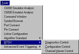 Real-Time Debugging Figure 5 5. RTDX Menu Diagnostics Control Figure 5 6.