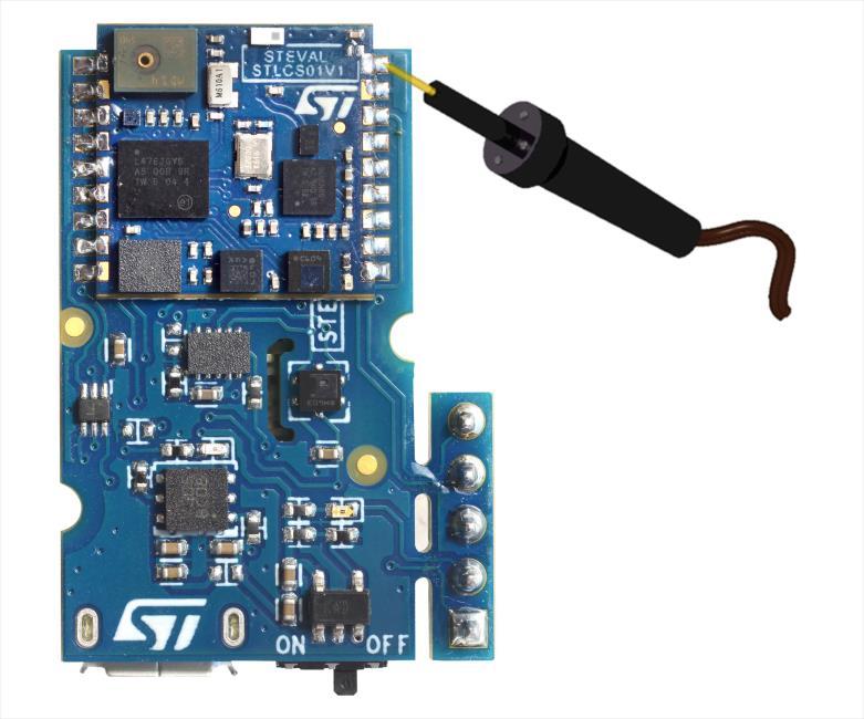 STLCR0V hardware description Figure : SensorTile soldered onto cradle board UM0.