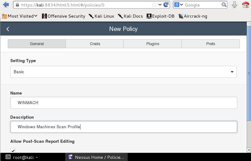 In the main page on your top left you will find a button; click it to get the menu below then chose Policies: Fill the