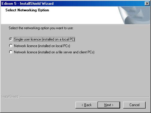 Network license (installed on a file server and client PCs Select this option if you want to use the server as a file server.