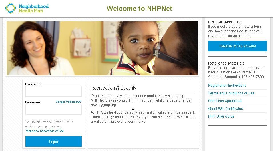 How to Register for NHPNet Step 1 1. Access NHPNet via the direct URL: www.nhpnet.org 2.