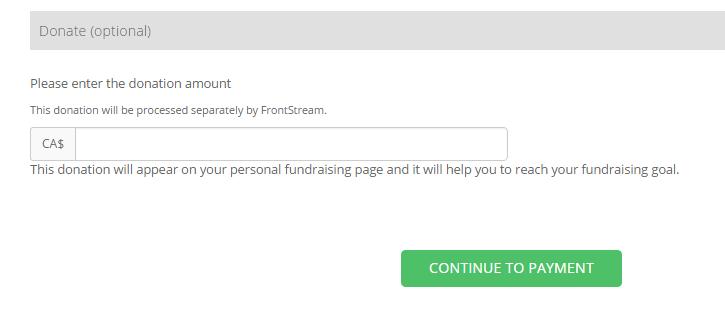 To make a donation during registration, enter the donation amount in the Donation section at the bottom of this page.