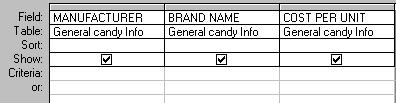 Note that the data is not sorted, only those fields appearing on the query grid are present, and none of the data is filtered. 3.