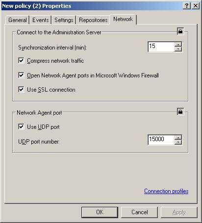 R E F E R E N C E G U I D E In addition to the values configured in the policy creation wizard, on the Network tab (see the figure below) you can also check the Open Network Agent ports in Microsoft