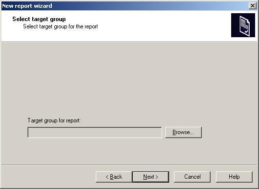Then, in accordance with the report type chosen during the previous step, specify the group, the set of client computers or