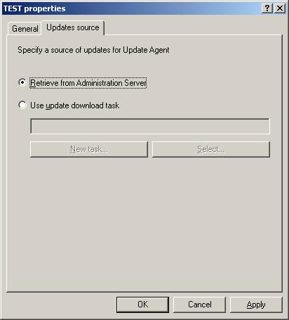 U P D A T E 2. In the window that opens, select the Updates source tab (see the figure below). Figure 240. Selecting the updates source for the Update Agent 3.
