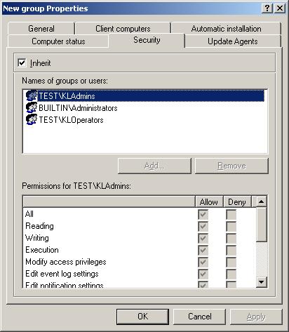 R E F E R E N C E G U I D E GRANTING RIGHTS TO WORK WITH A GROUP The Security tab (see the figure below) is intended for configuration of access to an administration group. Figure 49.