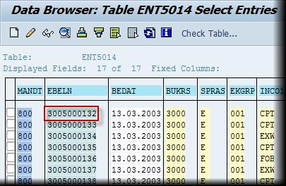 The window shows the entries of the table ENT5014.