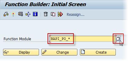 8. On the Initial Screen of Function Builder, set a search mask for required function.