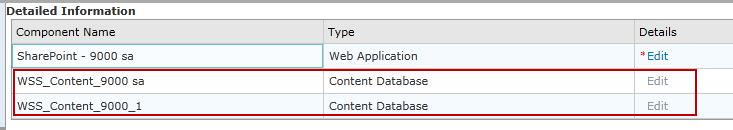 content database that will be restored. Figure 58: Configure the settings for each content database.