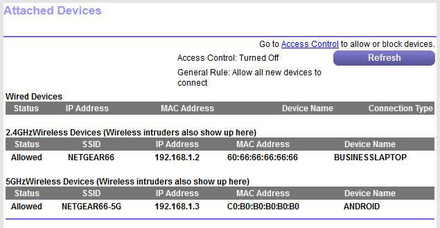 4. Select Attached Devices. Wired devices are connected to the router with Ethernet cables. Wireless devices are connected to the router through the WiFi network, in either the 2.